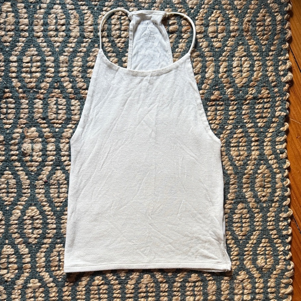 Off white high neck ribbed tank top